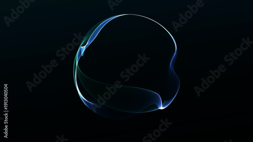 Glowing blue cyan fluid light sphere floating in dark space. Smooth luminous energy surface with futuristic digital glow, clean abstract sci fi orb, high tech minimal composition, 4K image.