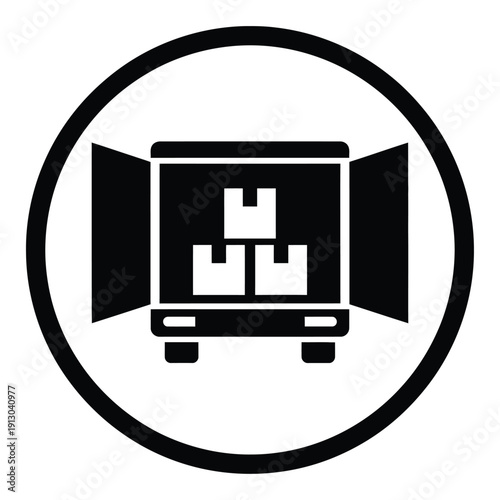 Vector illustration icon simple black icon of a film projector in a circle
