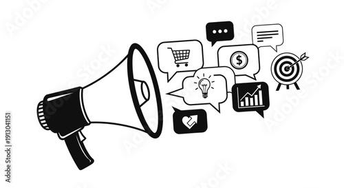 Photography Black and white megaphone icon loudspeaker.