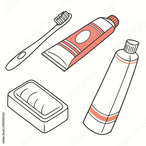 Minimalist flat lay of hygiene products for beauty.