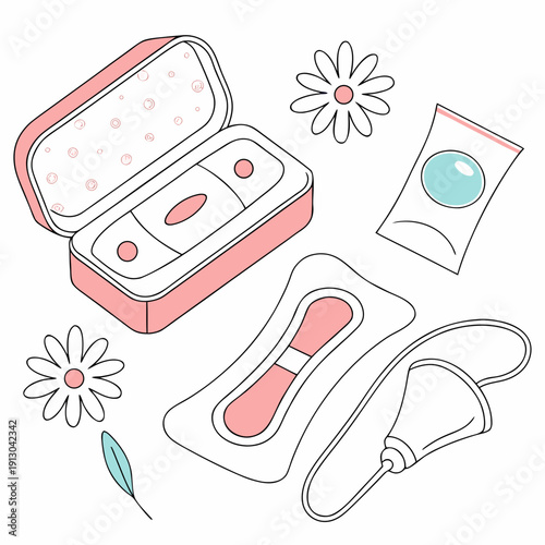 Feminine Hygiene Flat Lay - Essential Care Products Arranged