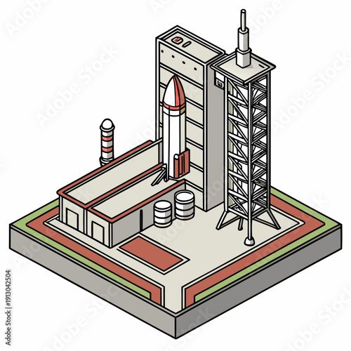 Industrial launch pad structure for space exploration.