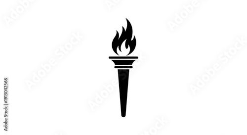 Black torch with flame on top.