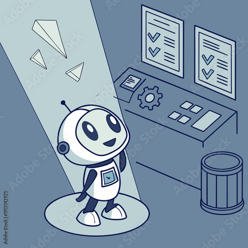 AI Assistant Hologram Projecting Floating Icons