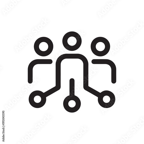 Three interconnected figures symbolizing unity and collaboration in minimalist style