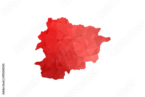 Andorra Map - Polygon Style Vector Illustration in Red Gradient, Low Poly Geometric Design, Isolated on White Background, Perfect for Infographics, Reports, and Educational Materials.