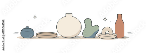 Ceramic decor objects. A few minimal ceramic i