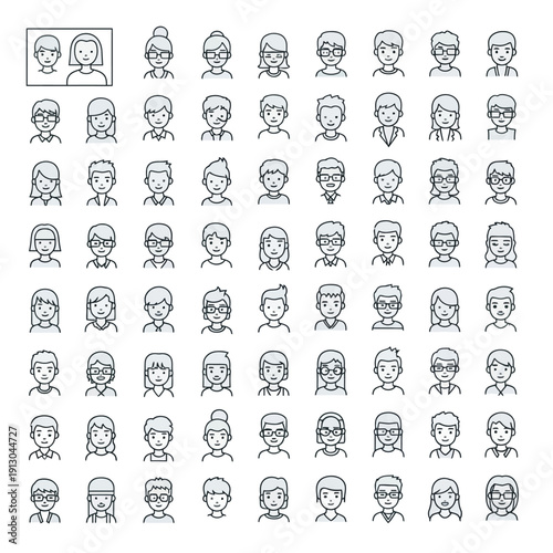 Bild auf Leinwand Diverse group of cartoon faces.