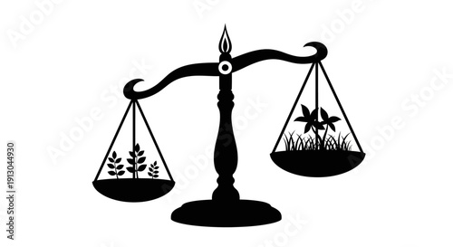 Balance Scale with Plants and Animals.