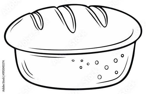 Freshly baked bread loaf illustration graphic for culinary designs and menus