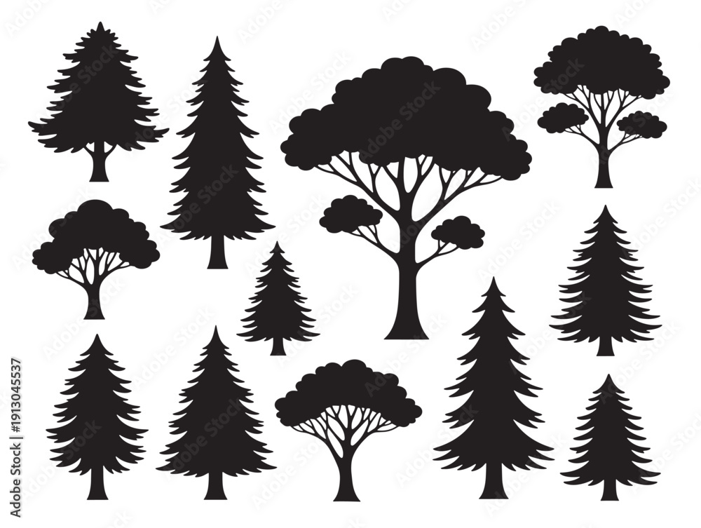 Obraz premium Beautiful black nature trees with stunning simple silhouette forms