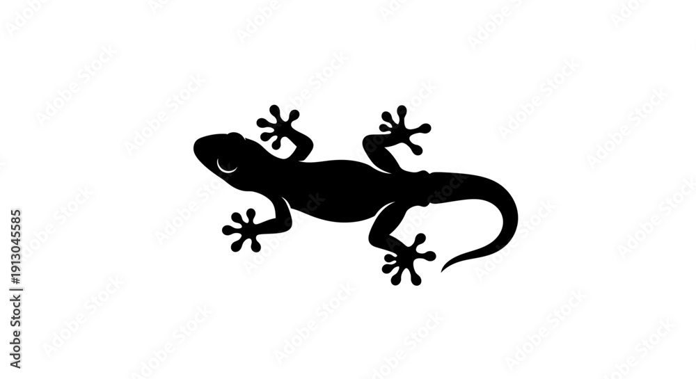 Fototapeta premium Black silhouette of a lizard reptile.