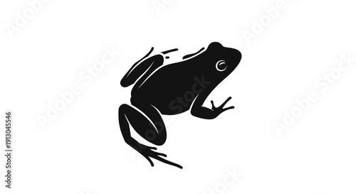 Black silhouette of a frog jumping.