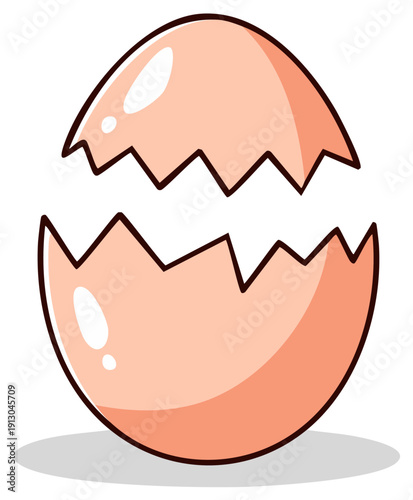 Cracked Egg Shell Illustration Graphic Element Simple and Clean Isolated
