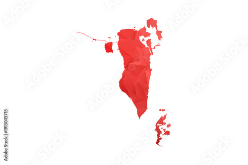 Bahrain Map - Polygon Style Vector Illustration in Red Gradient, Low Poly Geometric Design, Isolated on White Background, Perfect for Infographics, Reports, and Educational Materials.