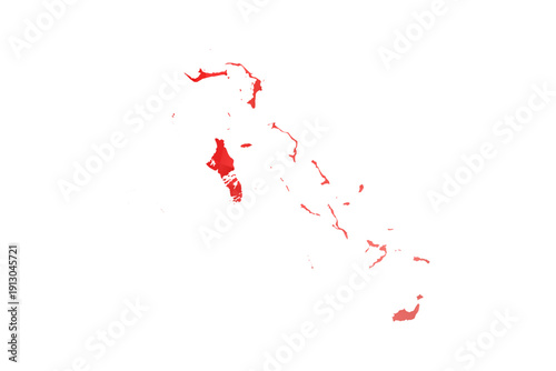 Bahamas Map - Polygon Style Vector Illustration in Red Gradient, Low Poly Geometric Design, Isolated on White Background, Perfect for Infographics, Reports, and Educational Materials.