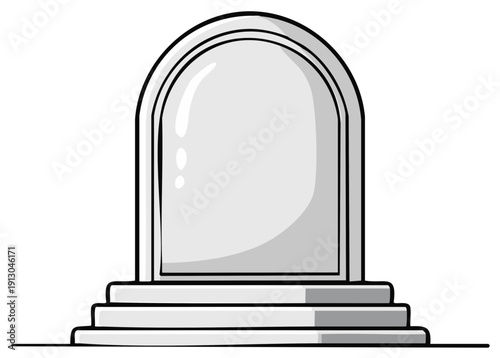 Blank Memorial Headstone and Steps in a Stylized Illustration