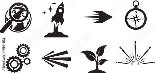 Innovation and growth concept with various business icons displayed