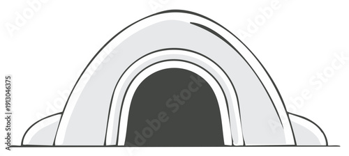 Camping Tent Illustration Style Gray Colors Vacation Outing Campground Tent