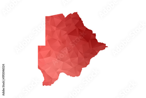 Botswana Map - Polygon Style Vector Illustration in Red Gradient, Low Poly Geometric Design, Isolated on White Background, Perfect for Infographics, Reports, and Educational Materials.