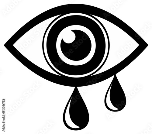 Stylized graphic illustration of an eye with tears.
