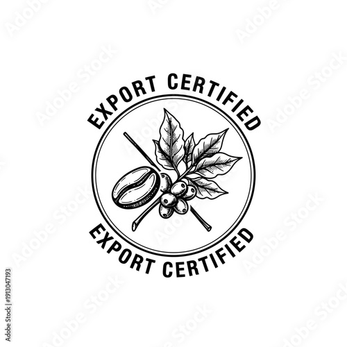 Export Certified Coffee Bean Logo Design.