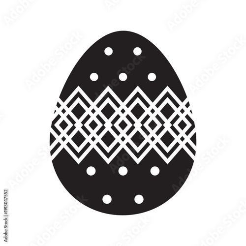 Easter egg silhouette icons with decorative patterns