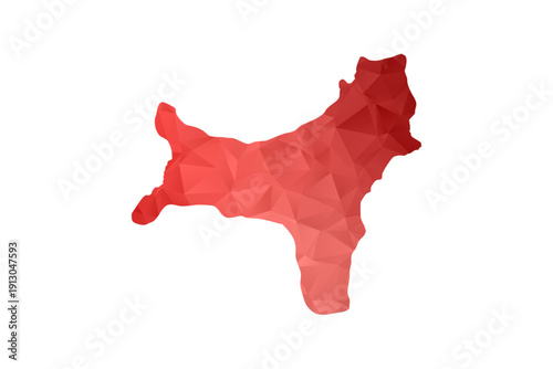 Christmas Island Map - Polygon Style Vector Illustration in Red Gradient, Low Poly Geometric Design, Isolated on White Background, Perfect for Infographics, Reports, and Educational Materials.