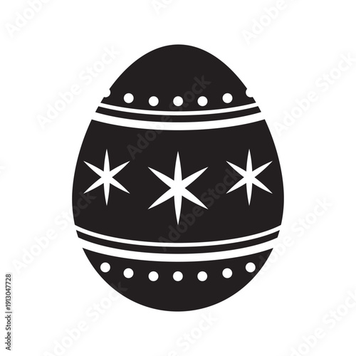 Easter egg silhouette icons with decorative patterns