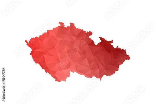 czech republic Map - Polygon Style Vector Illustration in Red Gradient, Low Poly Geometric Design, Isolated on White Background, Perfect for Infographics, Reports, and Educational Materials.