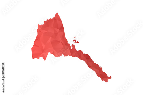 Eritrea Map - Polygon Style Vector Illustration in Red Gradient, Low Poly Geometric Design, Isolated on White Background, Perfect for Infographics, Reports, and Educational Materials.