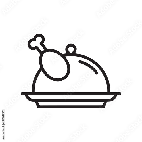 Roasted turkey served on a platter with drumstick visible in festive style