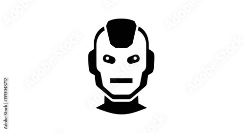 Robot head with a mohawk haircut.