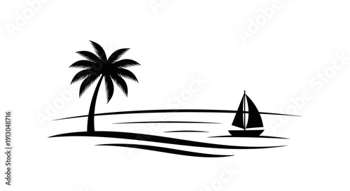 Sailboat on calm tropical waters.