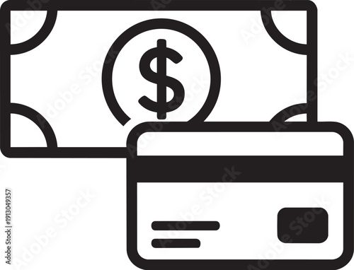 Paper money banknote behind credit card illustrating different currency payment methods and cash