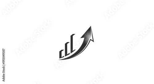 Black and white business growth chart.