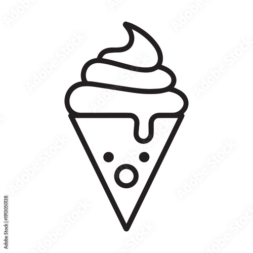 Creamy soft serve ice cream in cone with whipped topping