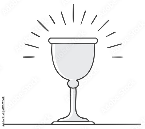 Doodle Style Chalice Illustration with Rays of Light for Religious Themes