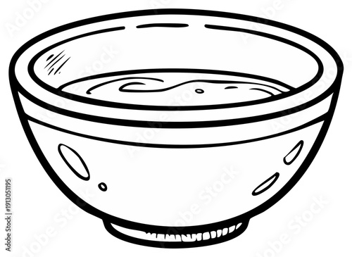 Illustration of a Filled Bowl: Soup, Sauce or Drink