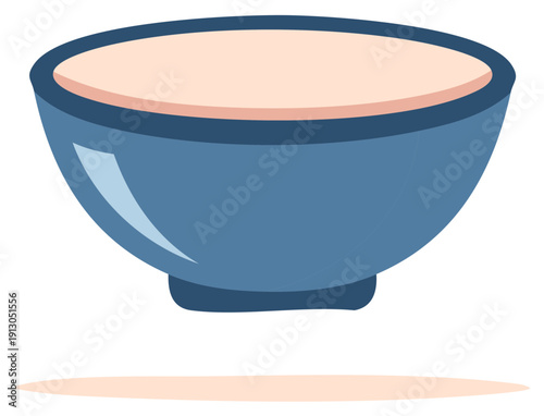 Simple illustration of a blue bowl filled with a light-colored substance, isolated on white.