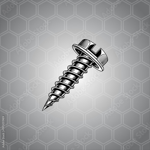 screw bolt image artwork handmade illustration