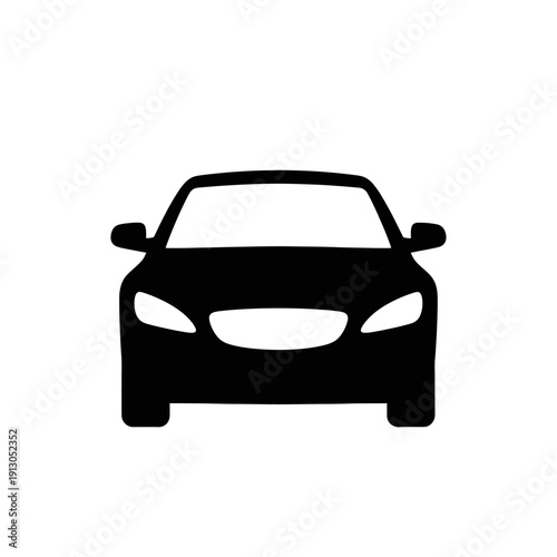 Black Car Front View Silhouette.