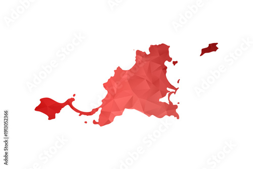 Saint Martin Map - Polygon Style Vector Illustration in Red Gradient, Low Poly Geometric Design, Isolated on White Background, Perfect for Infographics, Reports, and Educational Materials.