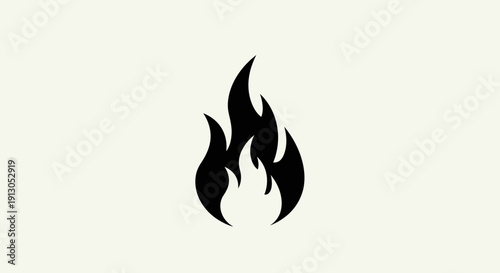 Black flame icon graphic symbol.