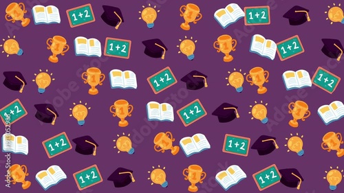 School related icons perfect for educational designs. Includes books, graduation caps, suitable for academic projects, presentations, and educational materials.