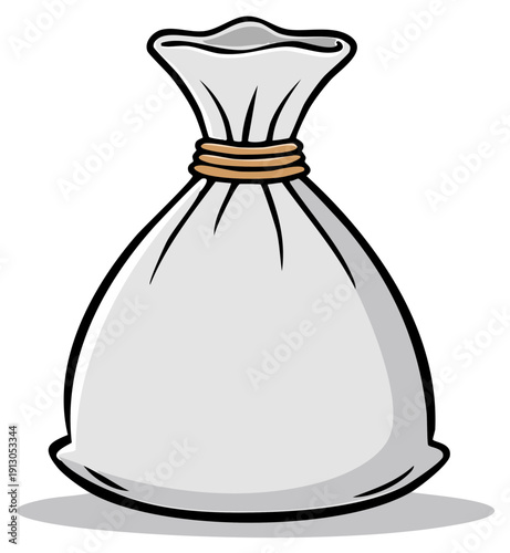 Classic cartoon illustration of a full tied sack or money bag