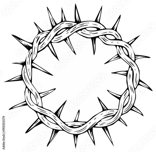 Tangled Crown of Thorns with Sharp Spikes Symbolizing Suffering and Sacrifice