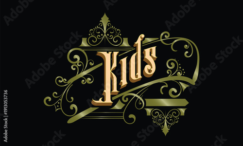 KIDS lettering custom style design