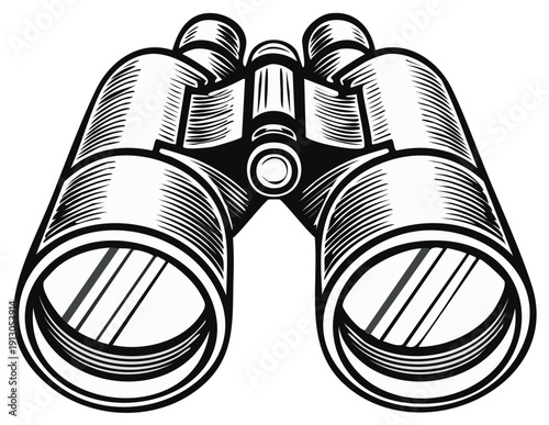 Illustration of vintage binoculars with large lenses