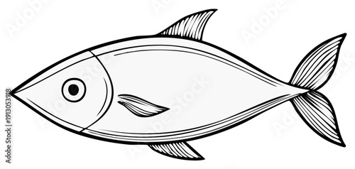 Simple hand drawn illustration of a fish in profile